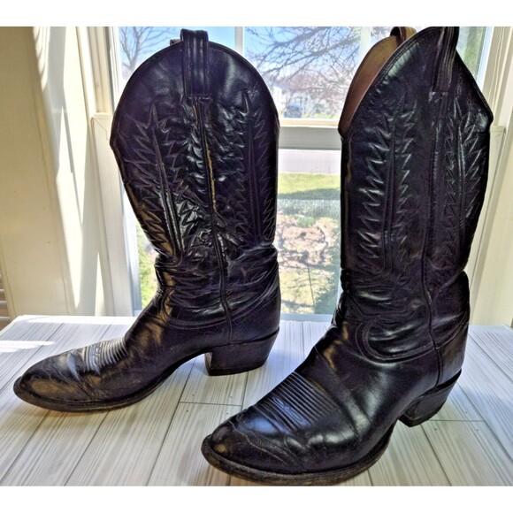 Tony Lama Vintage Cowboy Boots 6214 Men\'s 6D Wingtip Snakeskin Toe Brown Leather main image 9